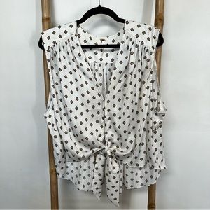 Free People Satin Tie Tank - Cream with a Print
